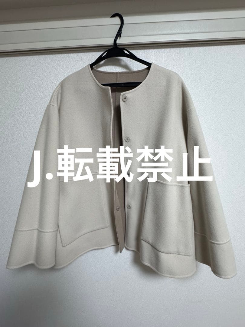 く*み様 anuans バイカラーショートリバーコート　ECRU エクリュ