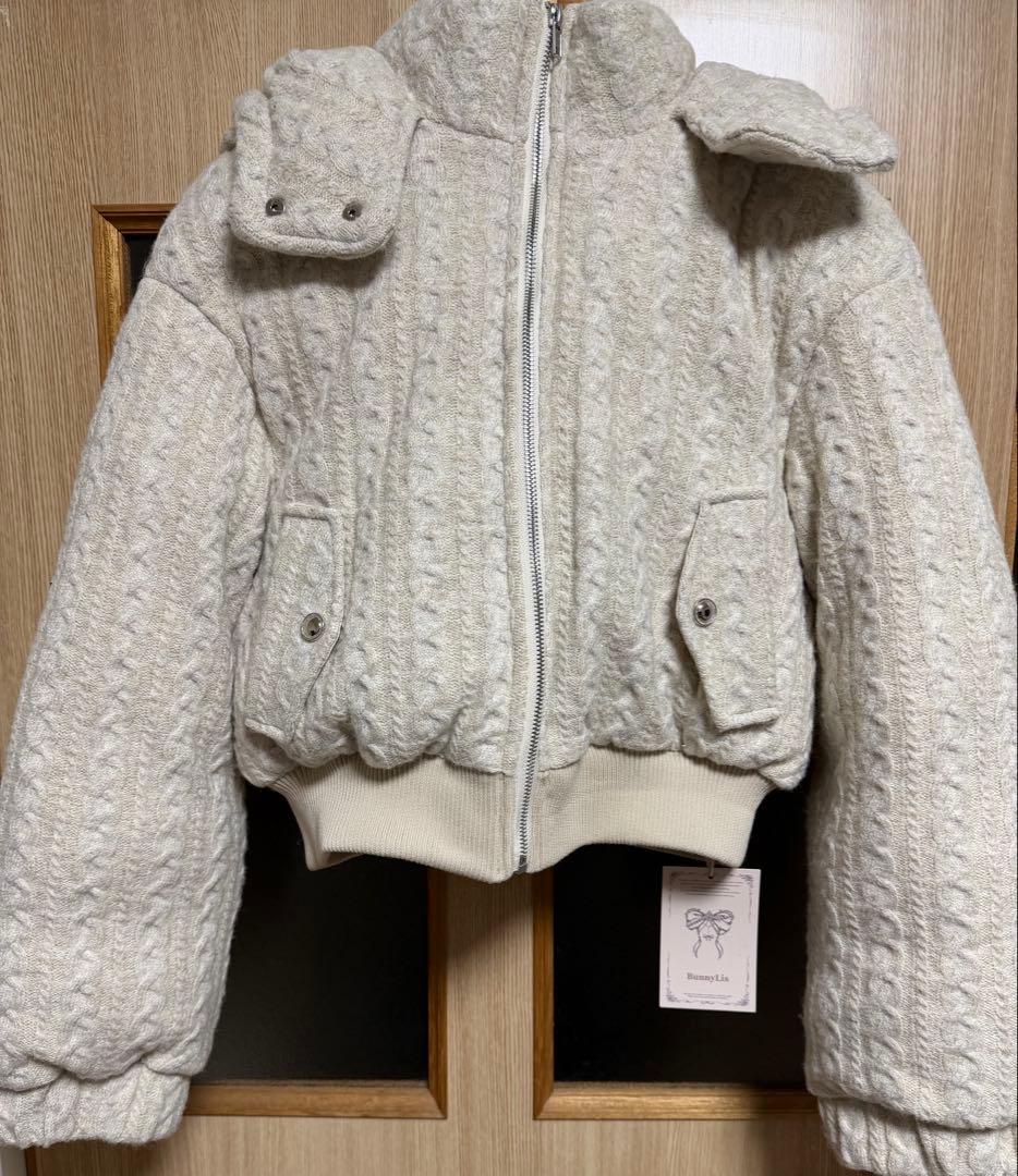 Bunnylis ケーブルニットキルティングジャケット