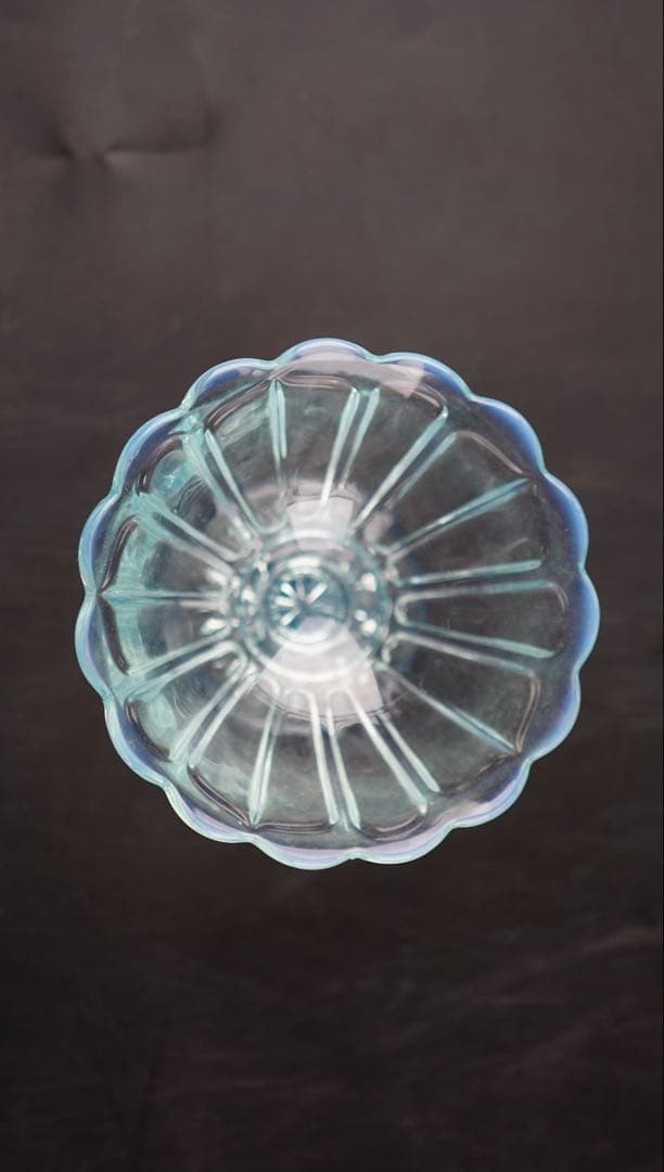 廣田ガラス アンティーク 雪の花 ミニアイスクリーム ブルー 5脚セット