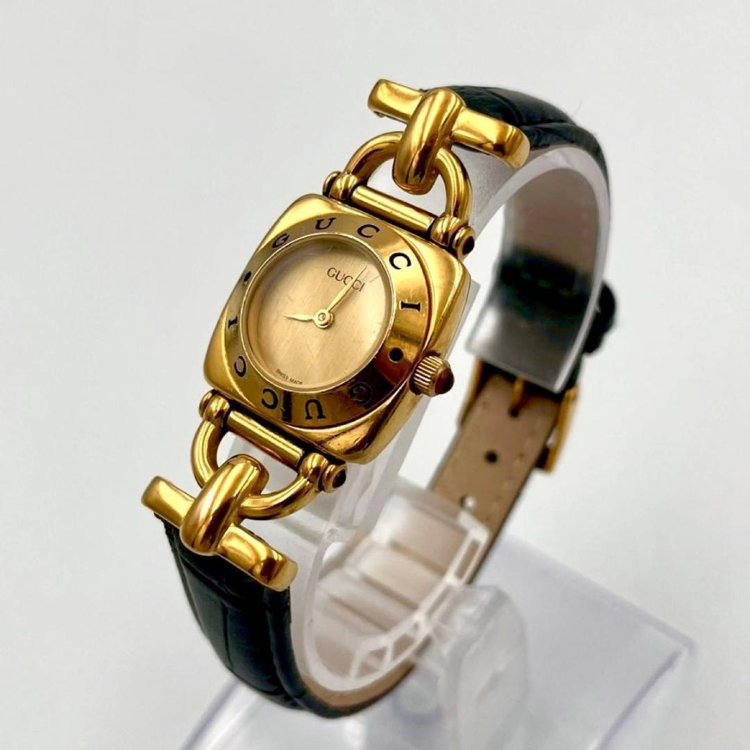 329 新品ベルト グッチ 6300L 腕時計 クォーツ ホースビット 新品電池