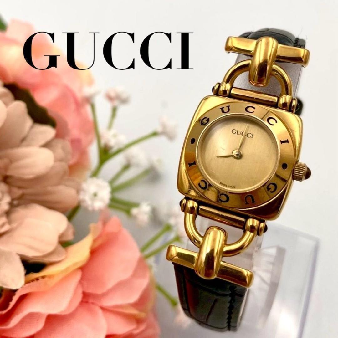 329 新品ベルト グッチ 6300L 腕時計 クォーツ ホースビット 新品電池