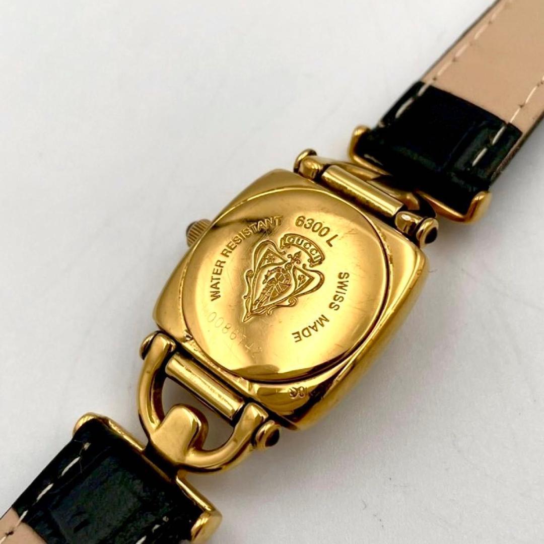329 新品ベルト グッチ 6300L 腕時計 クォーツ ホースビット 新品電池