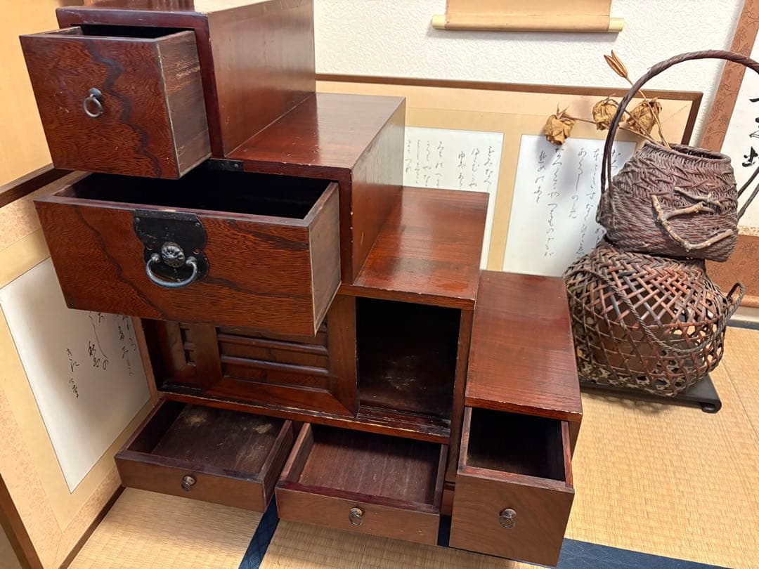 【民芸調】階段和箪笥/4段/右下がり
