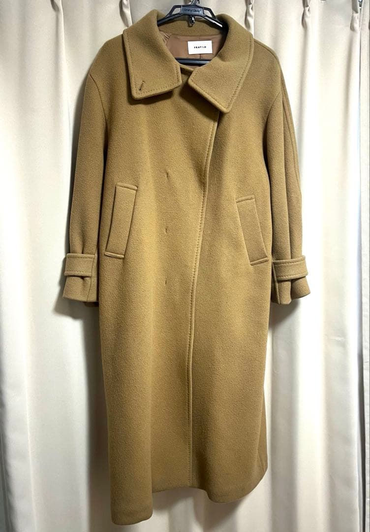フレイアイディー　ボリュームスリーブウールコート　チェスターコート　キャメル