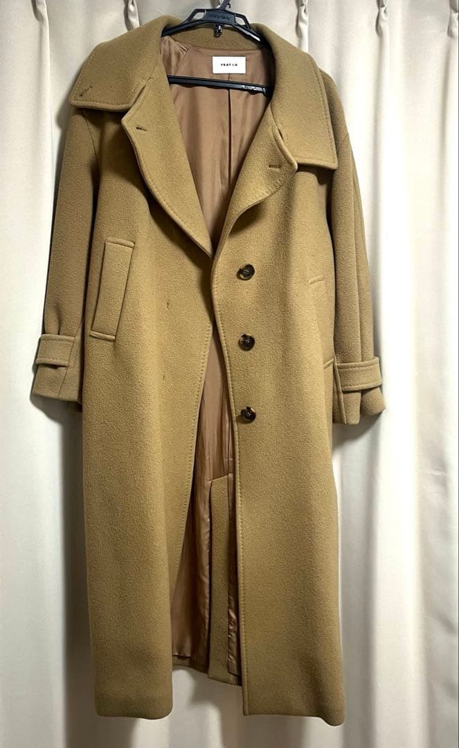 フレイアイディー　ボリュームスリーブウールコート　チェスターコート　キャメル