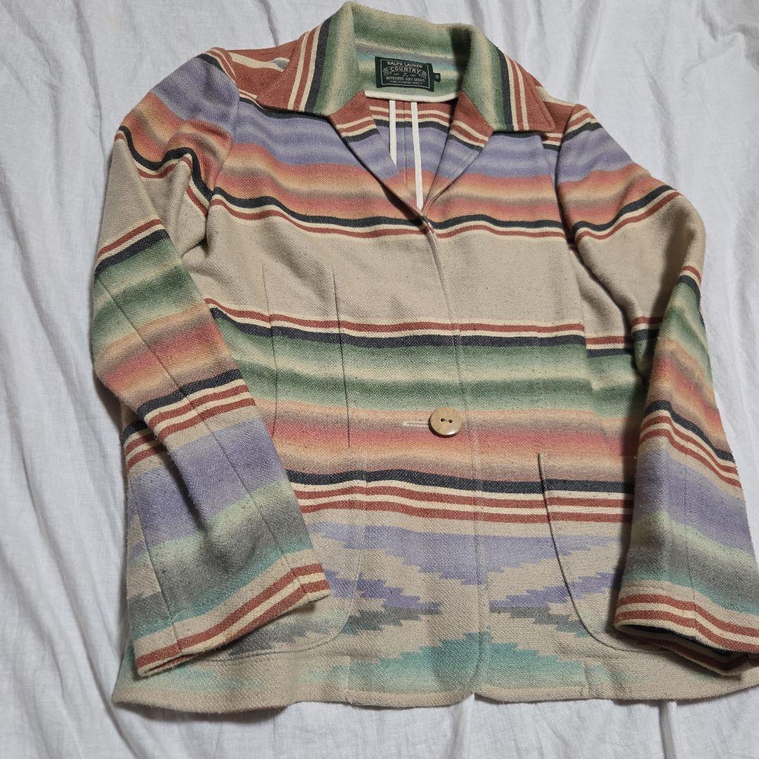 80s ポロカントリー ラルフローレン ネイティブ柄 テーラードジャケット 9