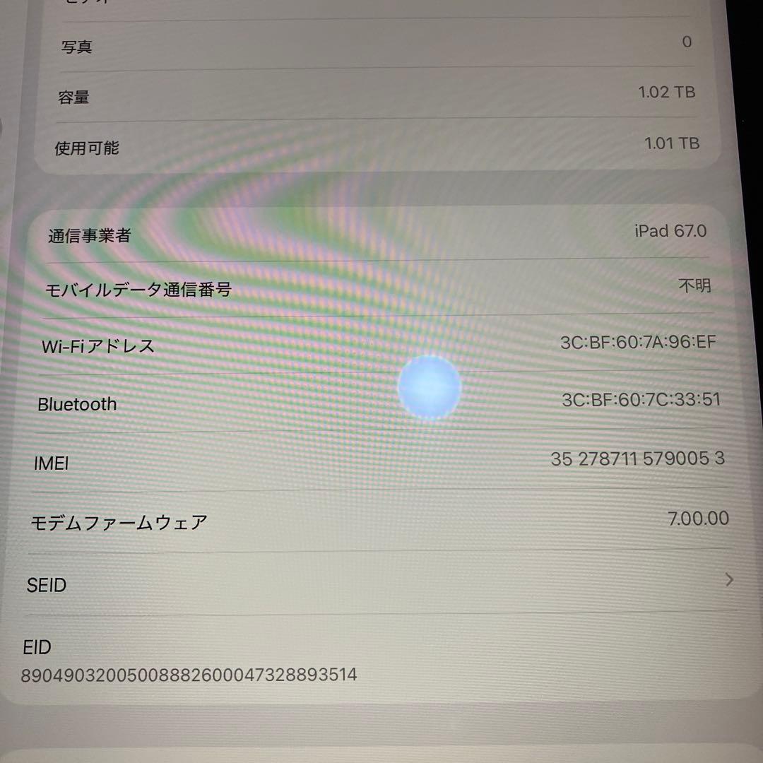 iPad Pro 12.9 第4世代 Cellular 1TB グレー 84%