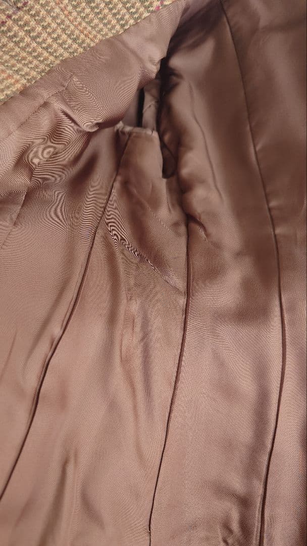 ブラウン系チェック柄テーラードジャケット