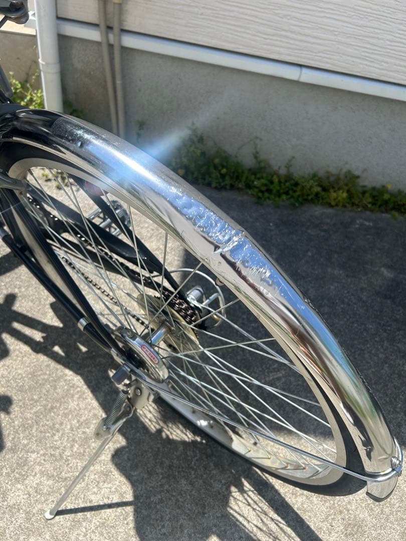 カゴ付き6段変速自転車　シティサイクル　27インチ オートLEDライト　福岡