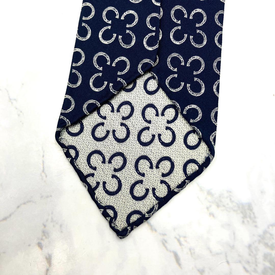◆美品◆HERMES エルメス ネクタイ 紺色 ていてつ柄 オシャレ