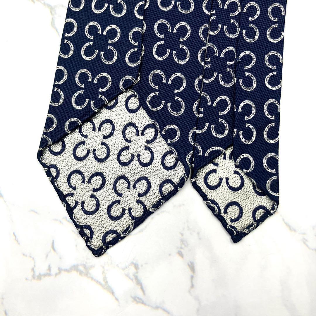 ◆美品◆HERMES エルメス ネクタイ 紺色 ていてつ柄 オシャレ