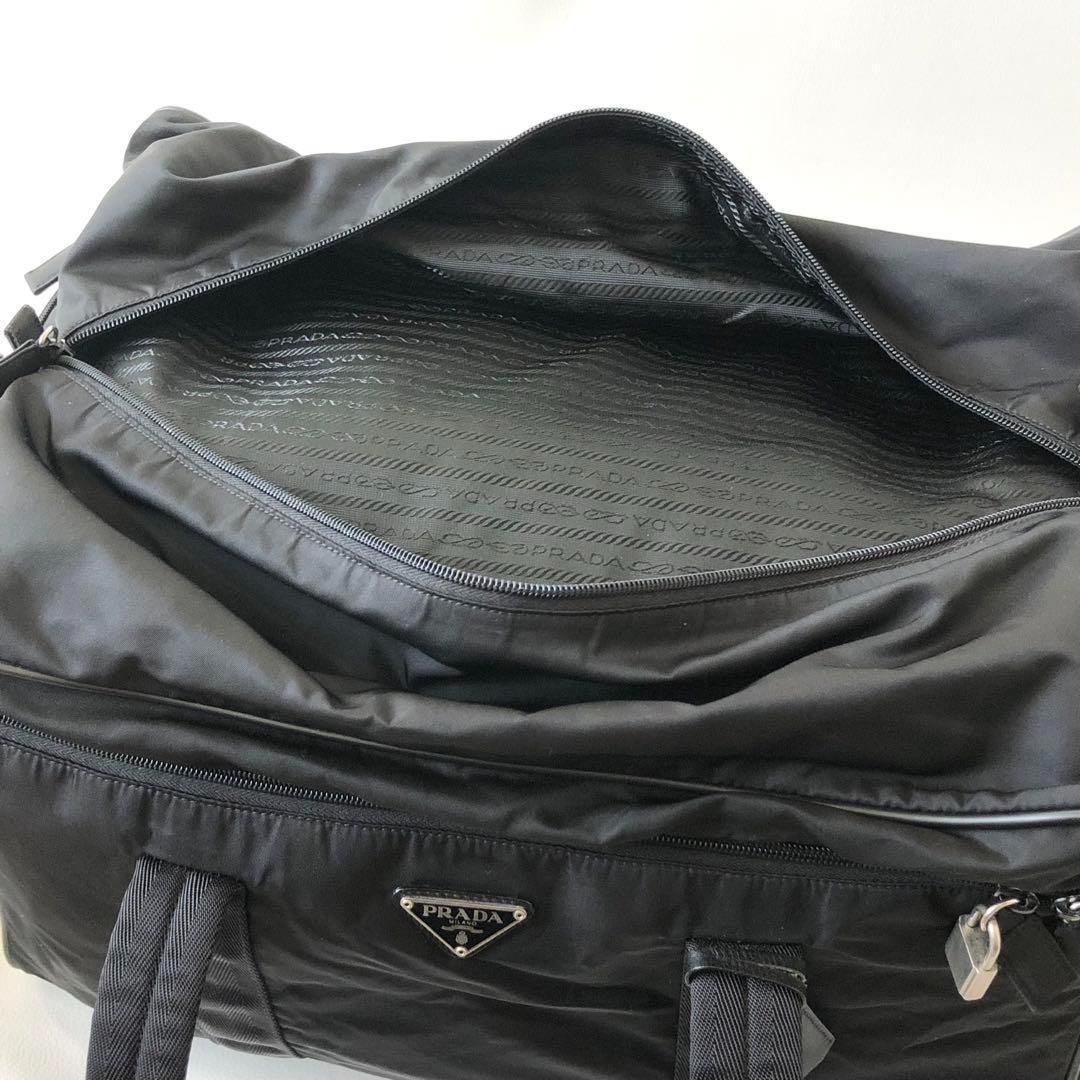 【希少】美品 プラダ ボストンバッグ 2way 三角ロゴ ナイロン 南京錠　黒