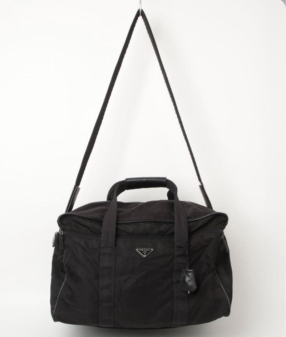 【希少】美品 プラダ ボストンバッグ 2way 三角ロゴ ナイロン 南京錠　黒
