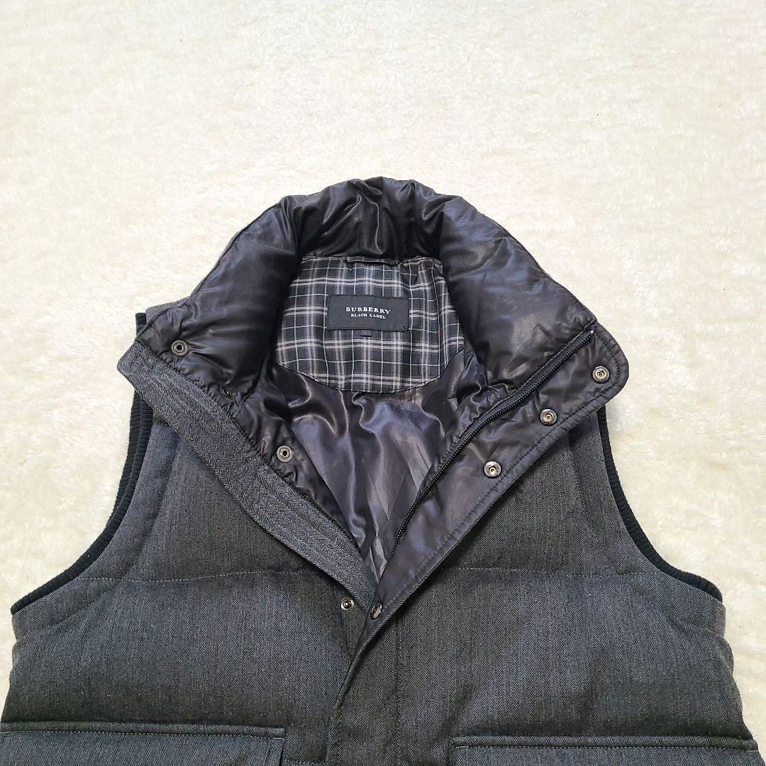 【極暖】　バーバリー　ダウンベスト　ノバチェック　ヘリンボーン　ホースロゴ　L