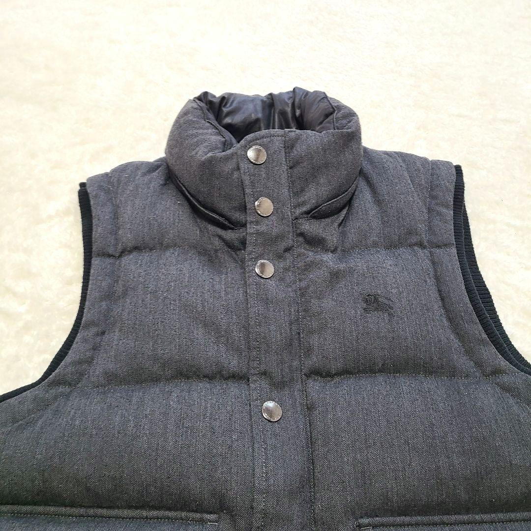 【極暖】　バーバリー　ダウンベスト　ノバチェック　ヘリンボーン　ホースロゴ　L