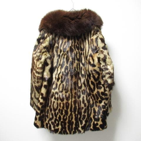 本毛皮 レオパード柄 セーブルファー コート 11号 l