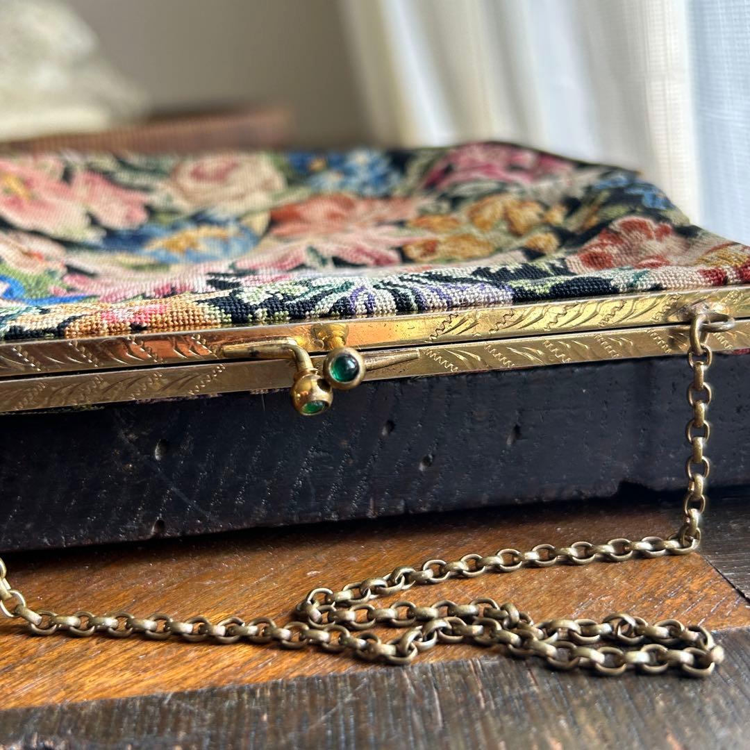 欧州アンティーク　繊細ゴブランの小さなバッグ