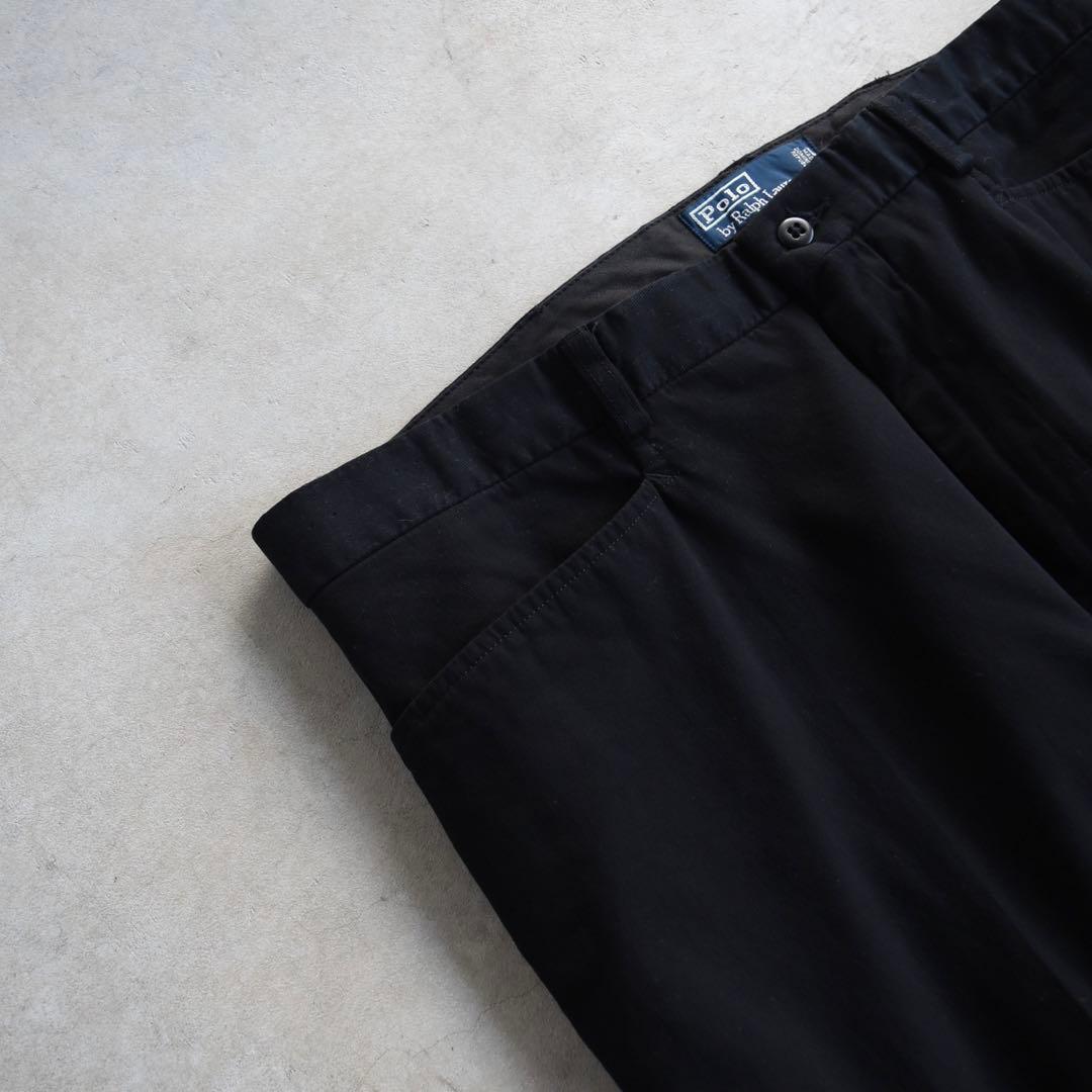 90s ラルフローレン ポロチノ フリスコポケット コットンパンツ黒W36L30