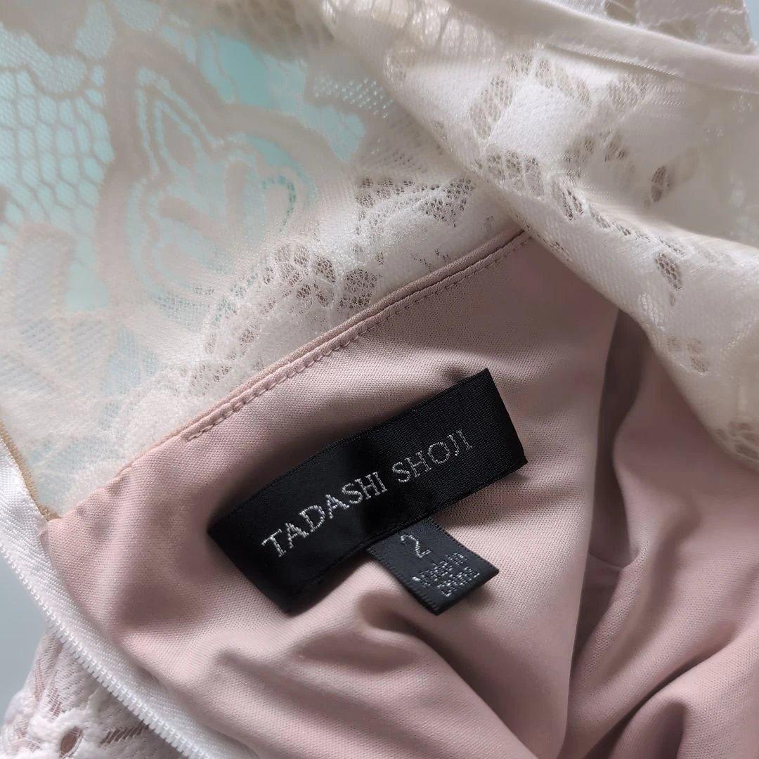 タダシ・ショージ　ホワイト総レース長袖ワンピース