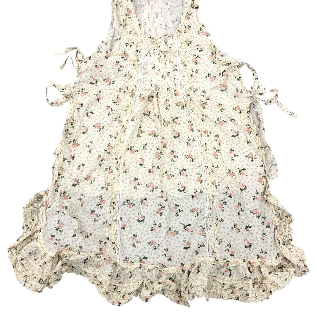 PINK HOUSE ピンクハウス エプロンタブリエ 花柄 フリル ベージュ系