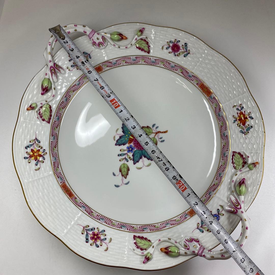 ヘレンド　アポニーフラワー多彩手付プレート　東Y7-0204☆2Fタカチ