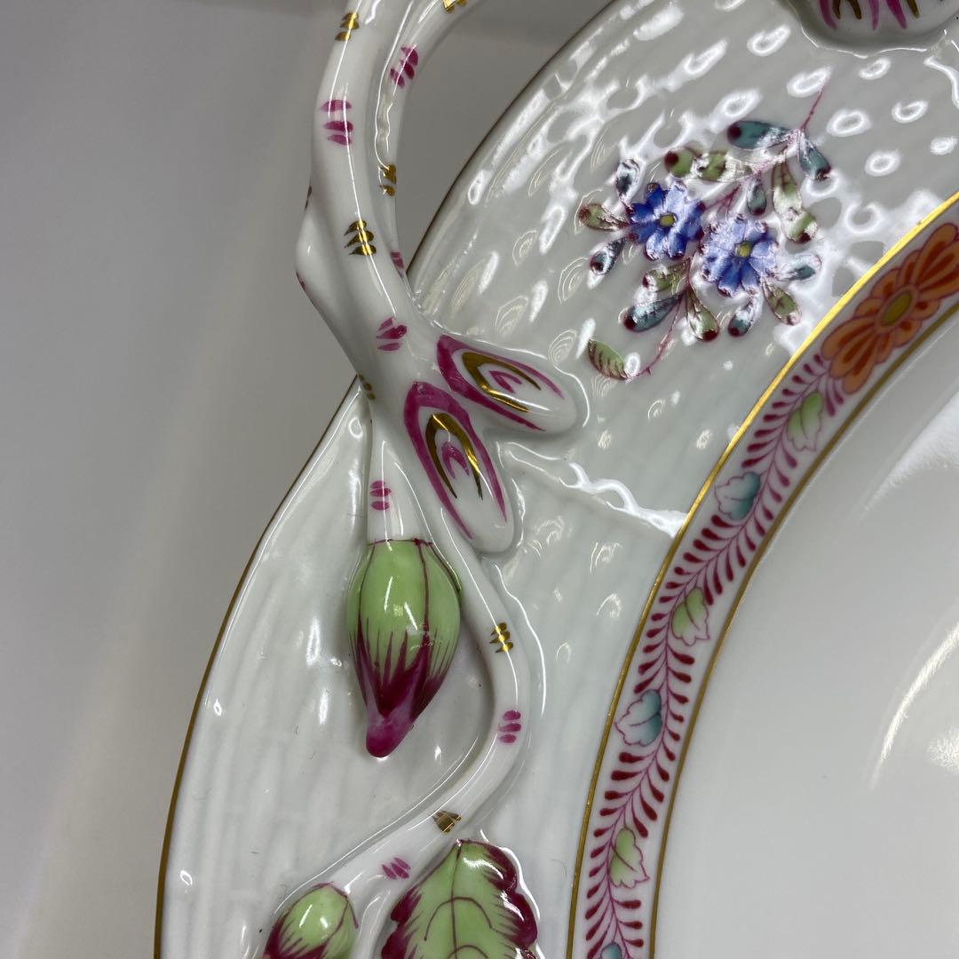 ヘレンド　アポニーフラワー多彩手付プレート　東Y7-0204☆2Fタカチ