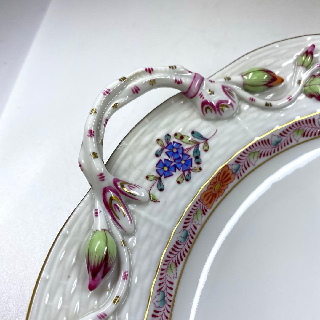 ヘレンド　アポニーフラワー多彩手付プレート　東Y7-0204☆2Fタカチ