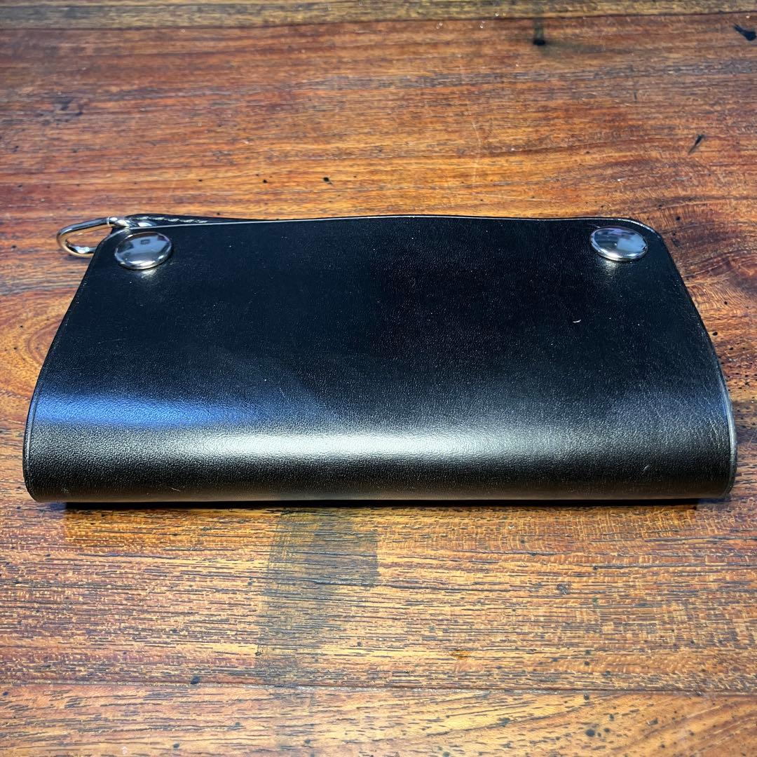 なますて様オーダー品　ミドルトラッカーウォレット　ブラック　国産本革