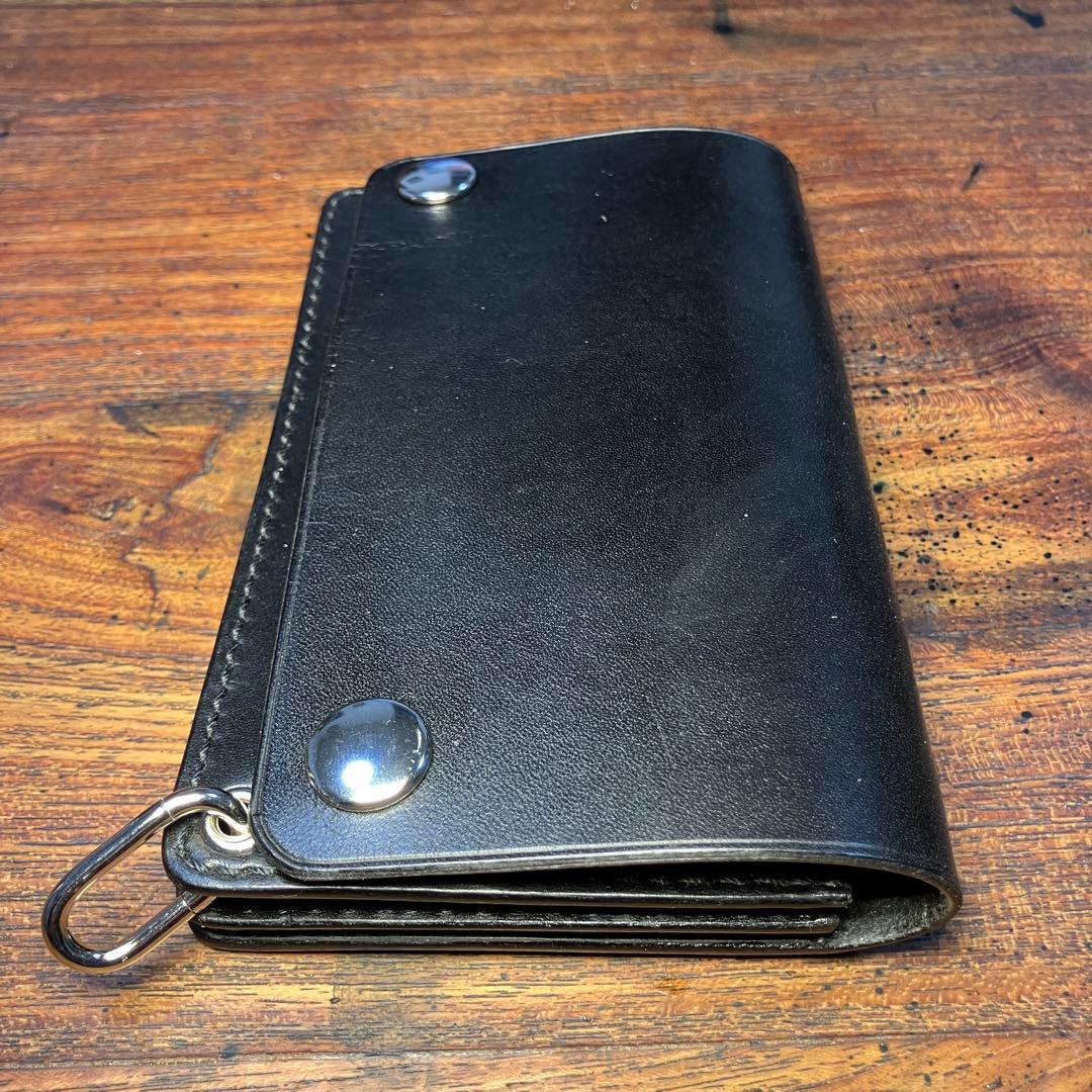 なますて様オーダー品　ミドルトラッカーウォレット　ブラック　国産本革