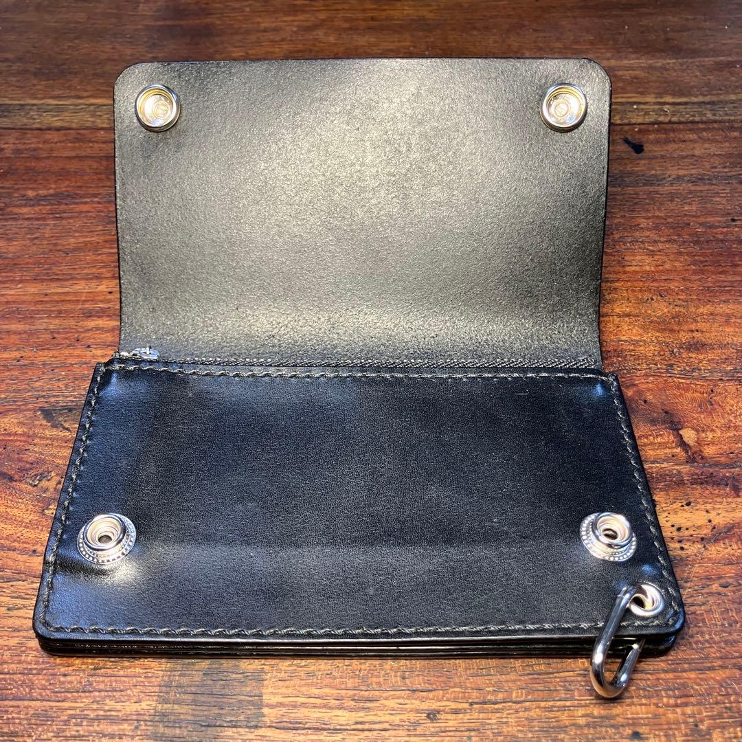 なますて様オーダー品　ミドルトラッカーウォレット　ブラック　国産本革