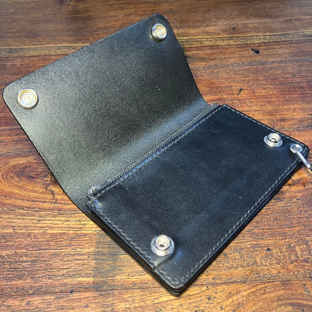 なますて様オーダー品　ミドルトラッカーウォレット　ブラック　国産本革