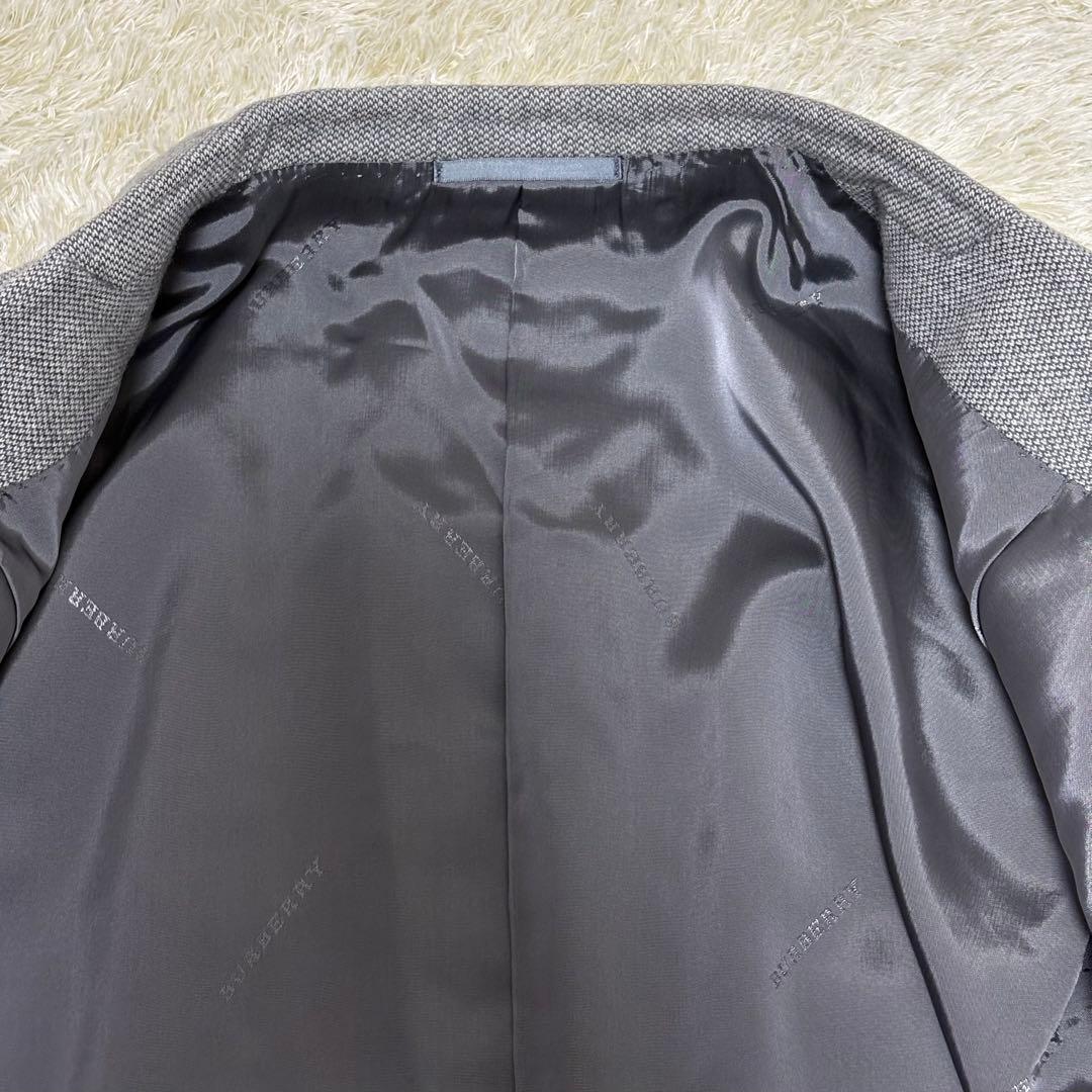 バーバリーロンドン テーラードジャケット カシミヤ100% 総ロゴ グレー 2B