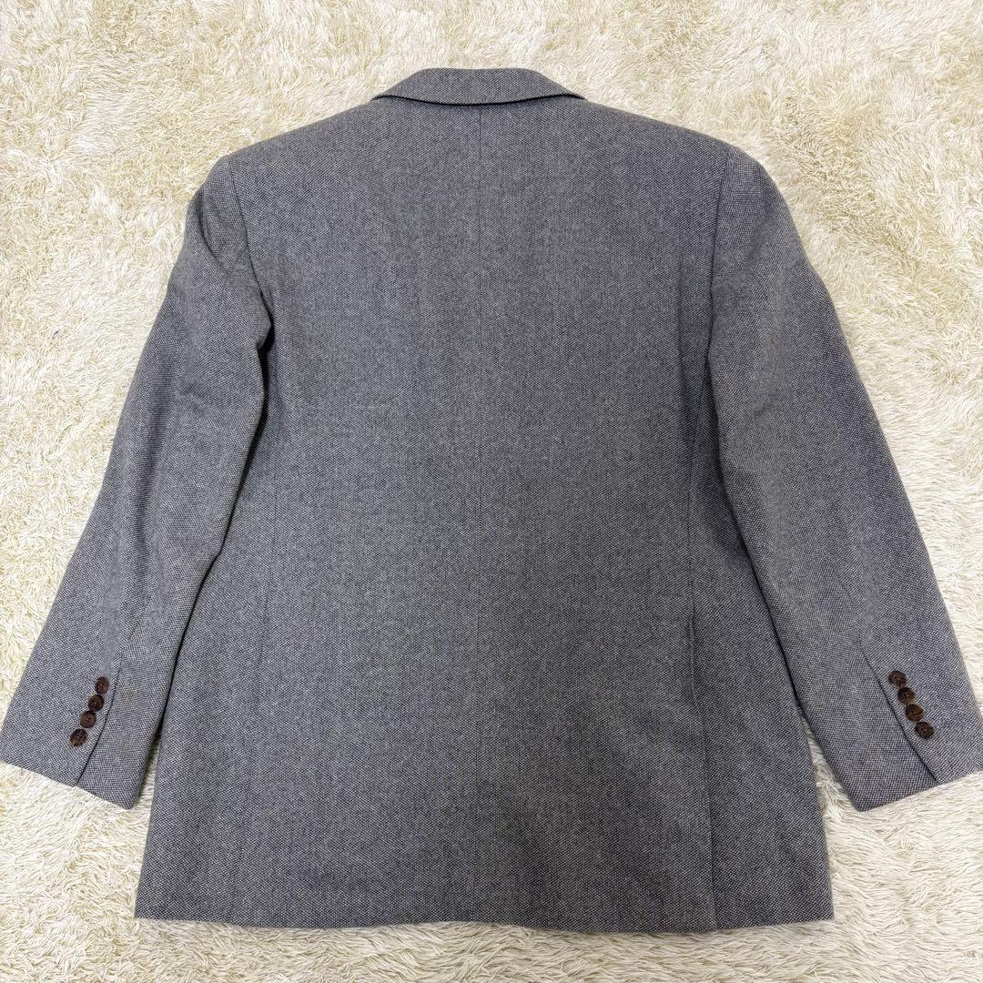 バーバリーロンドン テーラードジャケット カシミヤ100% 総ロゴ グレー 2B