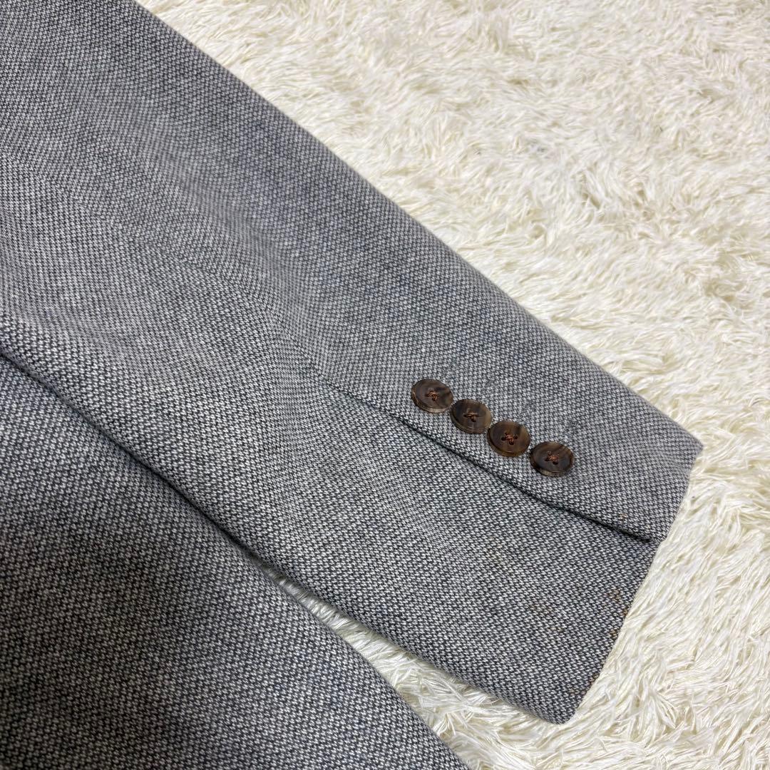 バーバリーロンドン テーラードジャケット カシミヤ100% 総ロゴ グレー 2B
