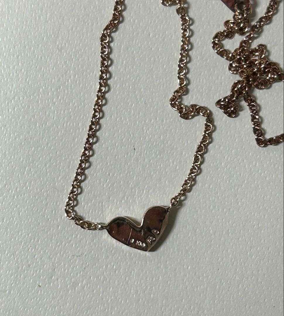 K10PG ダイヤ　ハート　ネックレス