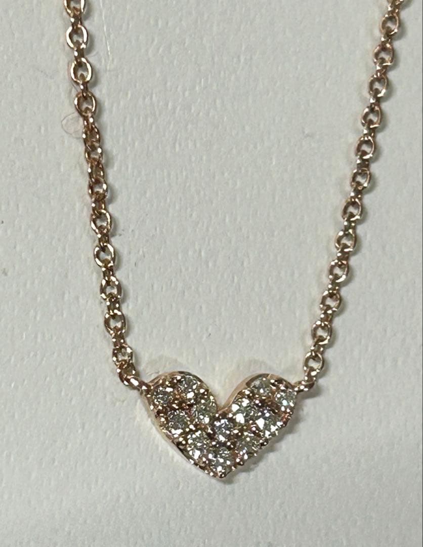 K10PG ダイヤ　ハート　ネックレス