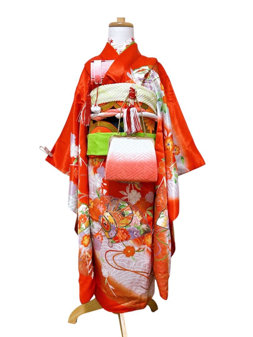 お買い得品♡七五三　7歳　女の子　フルセット　一式　朱色　黒　赤系