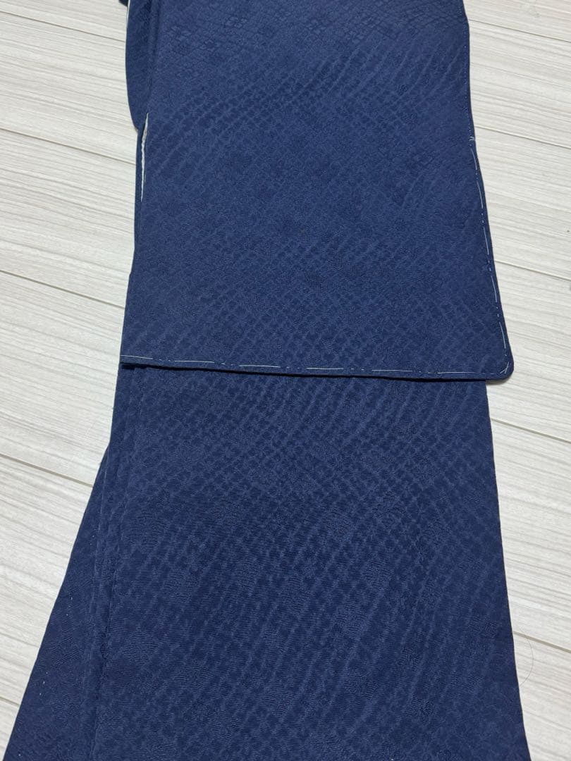 【しつけ付き】紋付色無地　帯セット　紺色　灰色　正絹着物