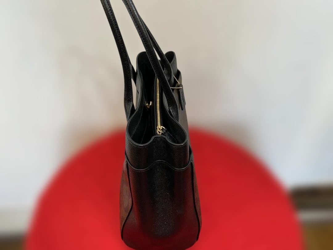 美品　COACH レザートートバッグ ブラウン/ブラック　1