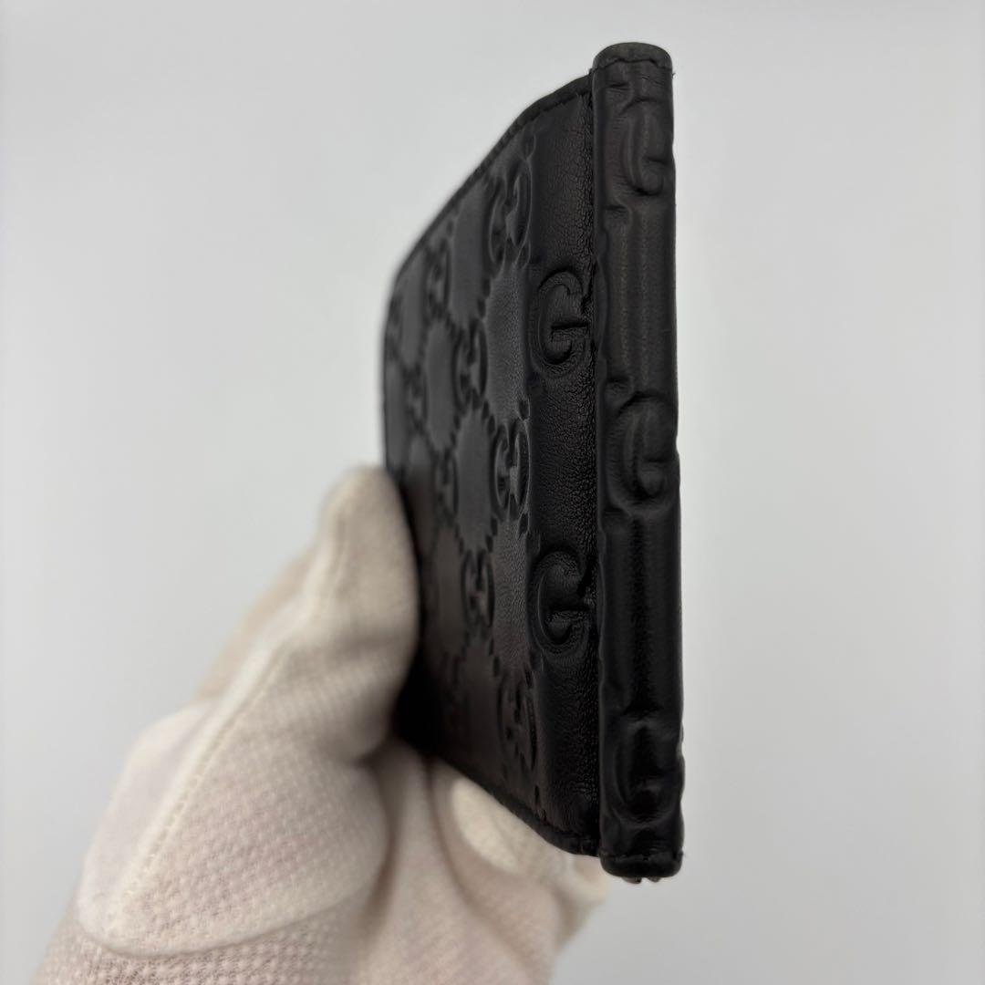 美品　Gucci GGシマ マネークリップ 黒 箱付き