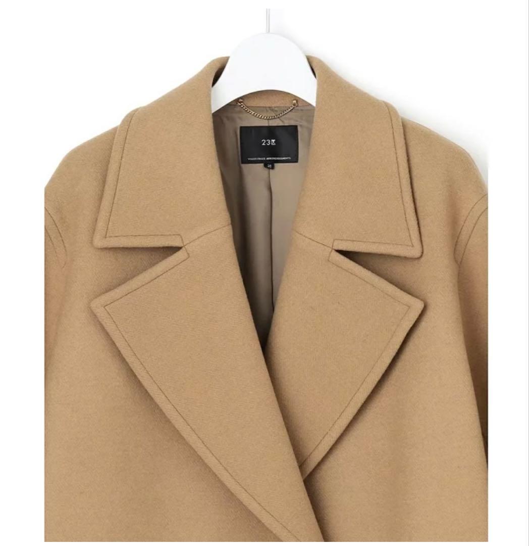 23区　ソフトメルトン Pコート キャメル 46 大きいサイズ　ピーコート