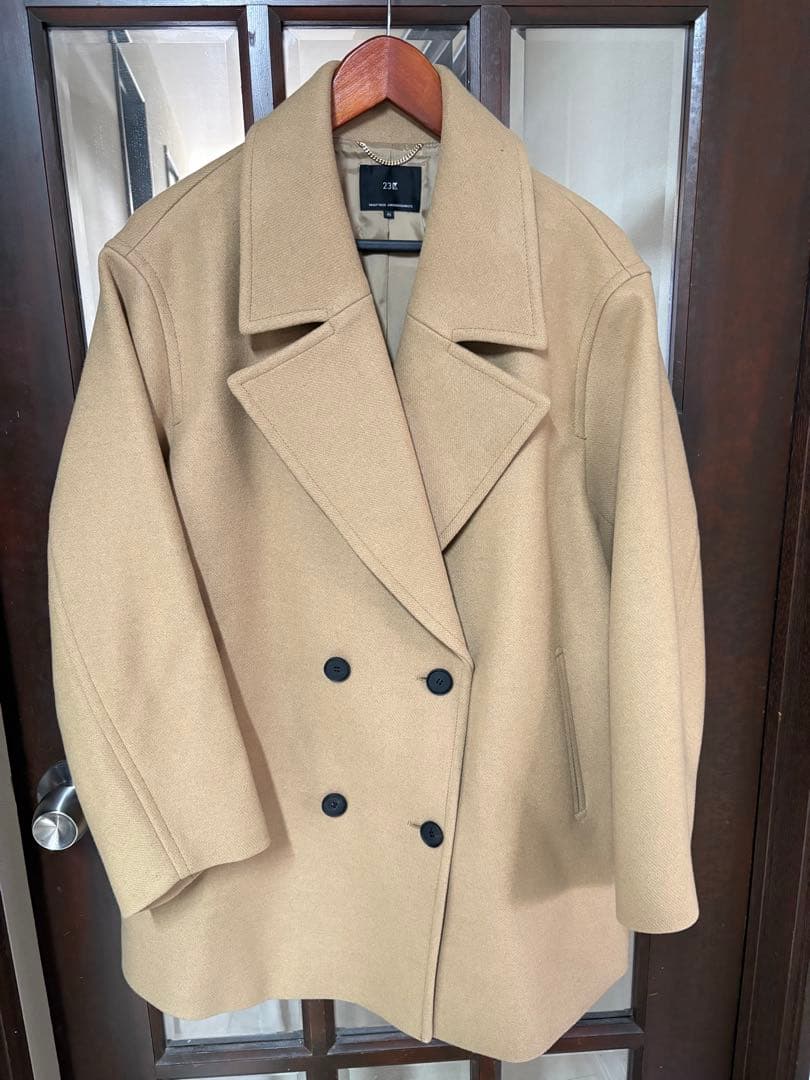 23区　ソフトメルトン Pコート キャメル 46 大きいサイズ　ピーコート