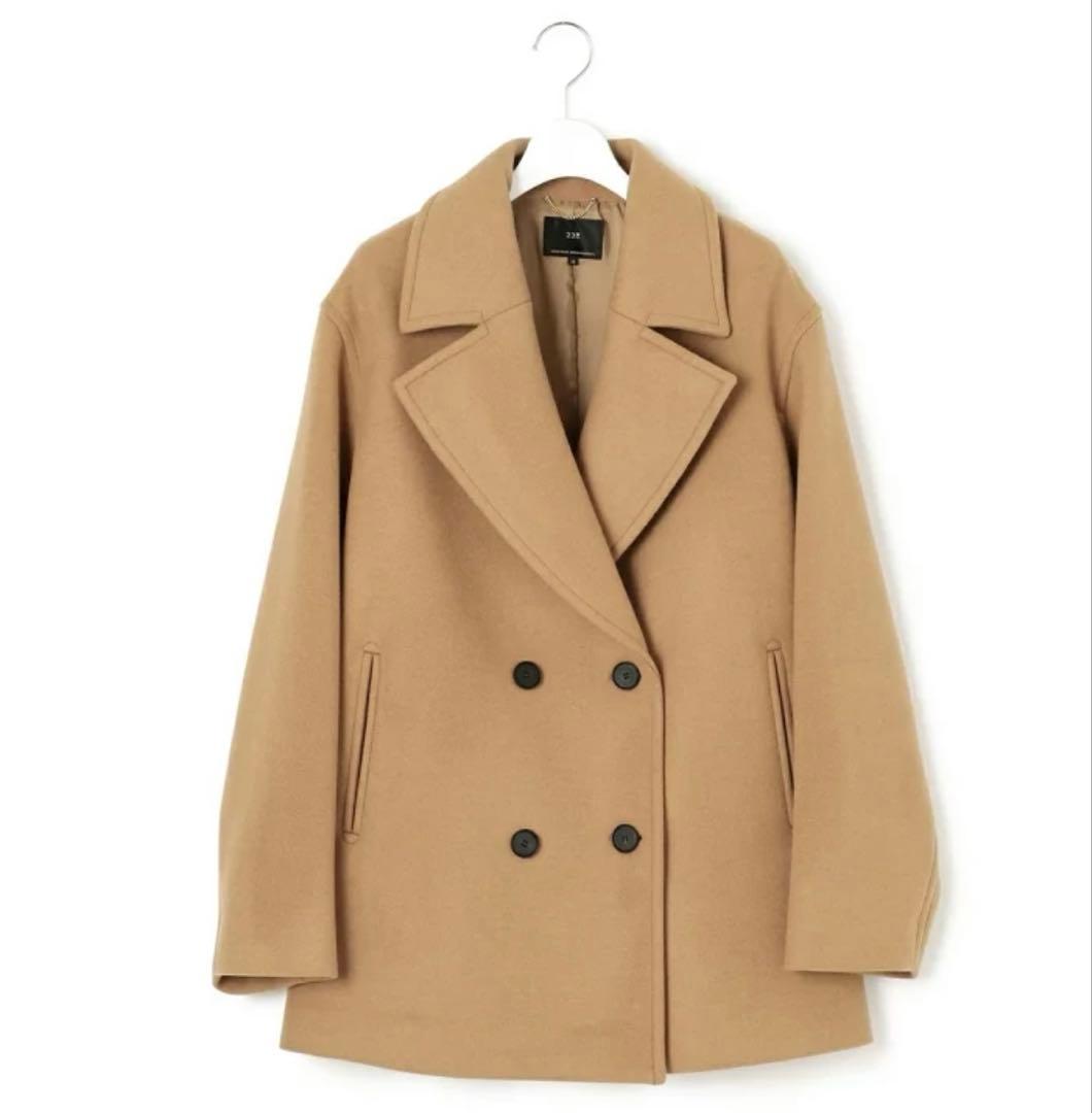 23区　ソフトメルトン Pコート キャメル 46 大きいサイズ　ピーコート