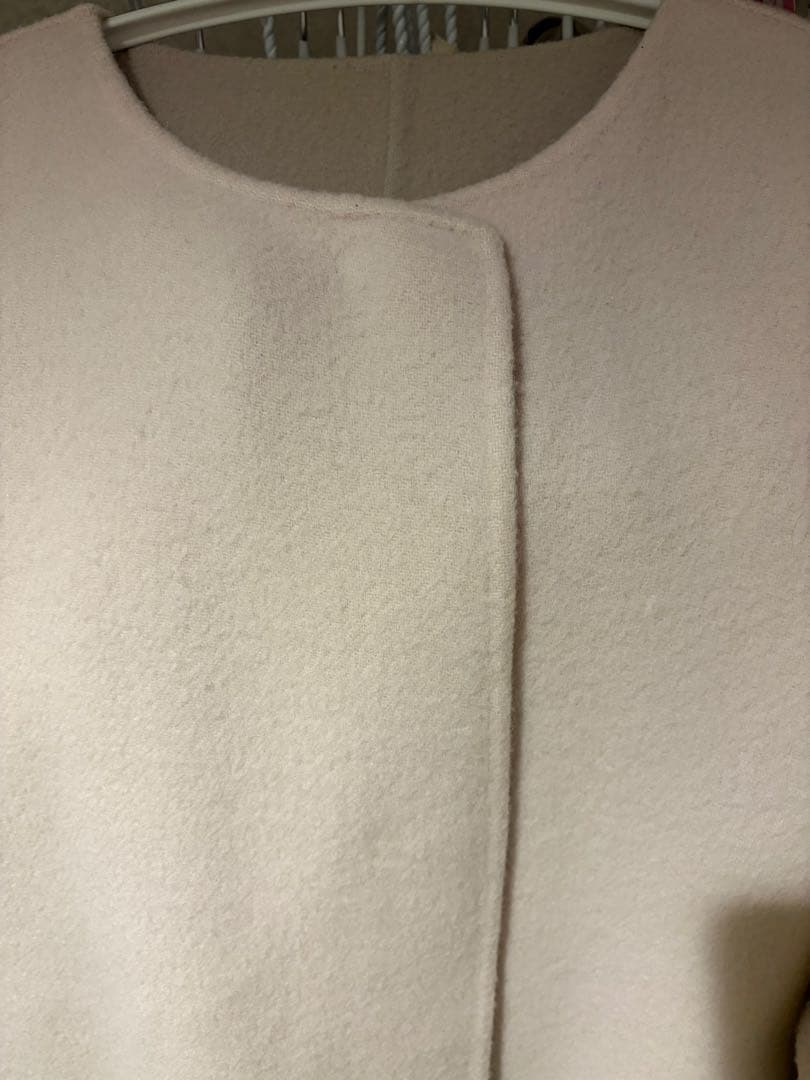 フレイアイディー　ウールカシミアバイカラーリバーコート　ベージュ　ピンク