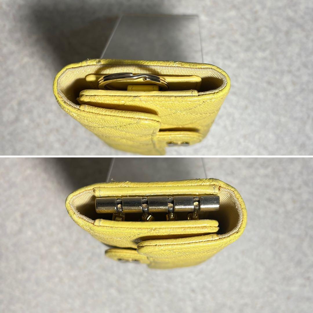 CHANEL イエロー キーケース マトラッセ4連&リング付