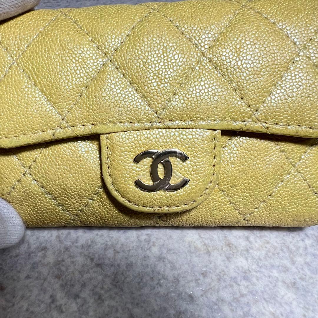 CHANEL イエロー キーケース マトラッセ4連&リング付