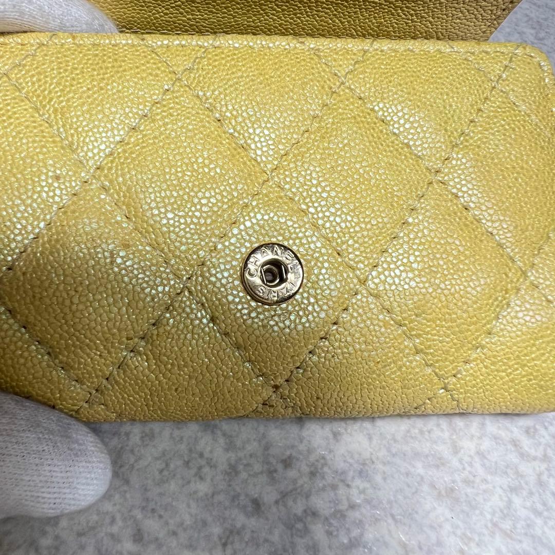 CHANEL イエロー キーケース マトラッセ4連&リング付