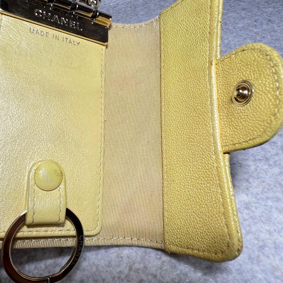 CHANEL イエロー キーケース マトラッセ4連&リング付