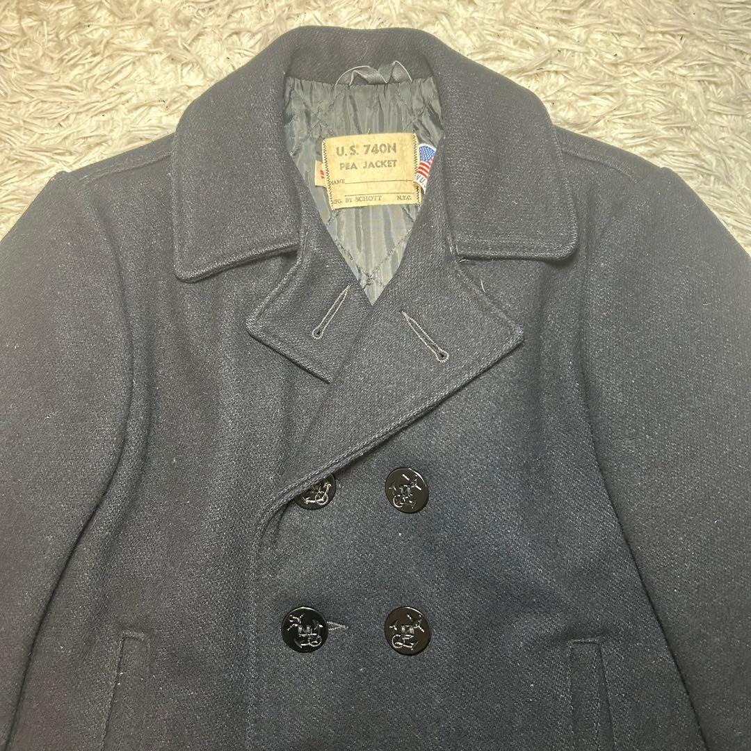 人気商品　SCHOTT Pコート　ダブル　U.S.740N USA製 黒