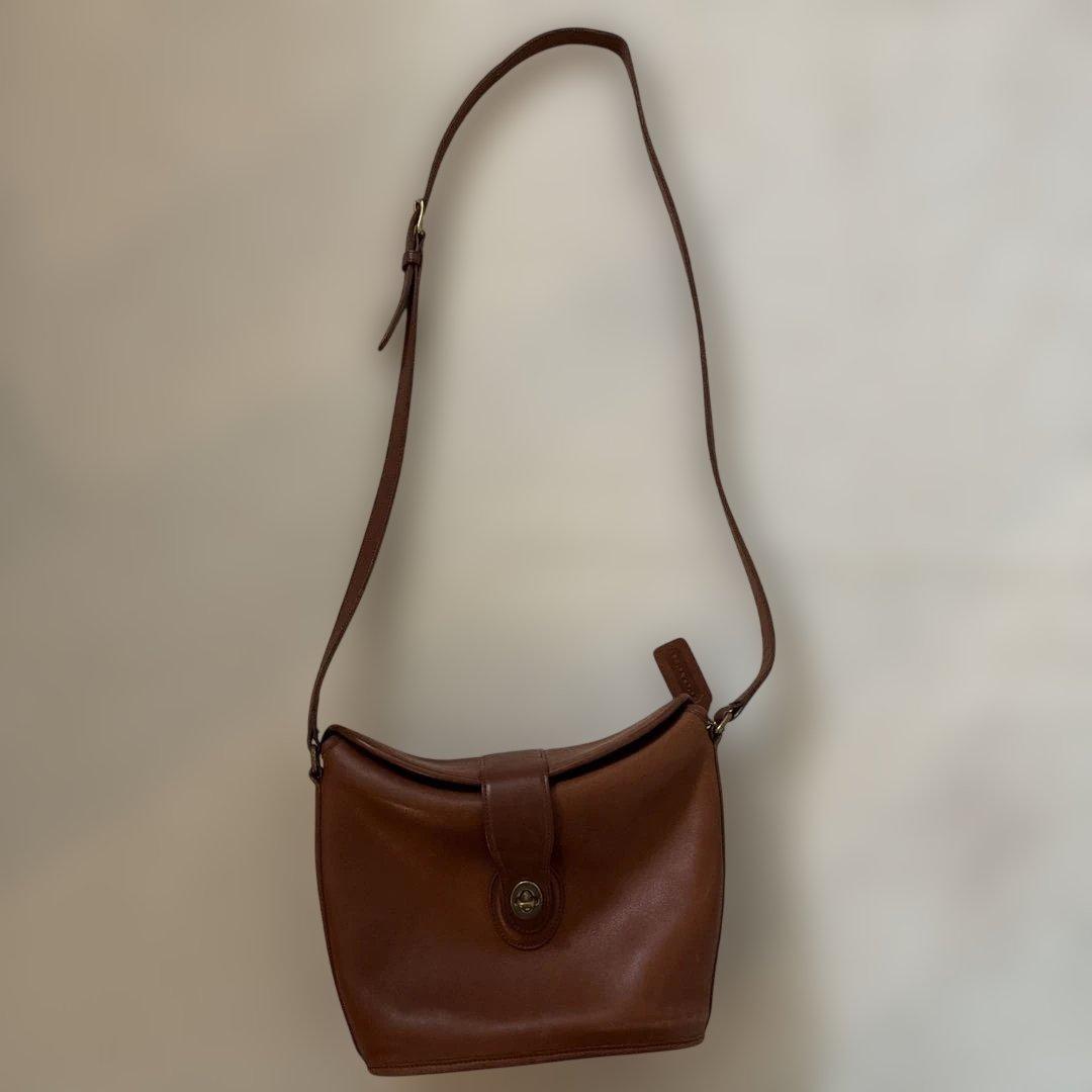 オールドコーチ ブラウンレザー ショルダーバッグ ターンロック 9948